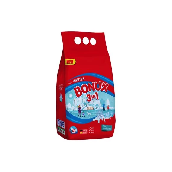 BONUX Mosópor 3in1 Whites Polar 3,51 kg (54 mosás)