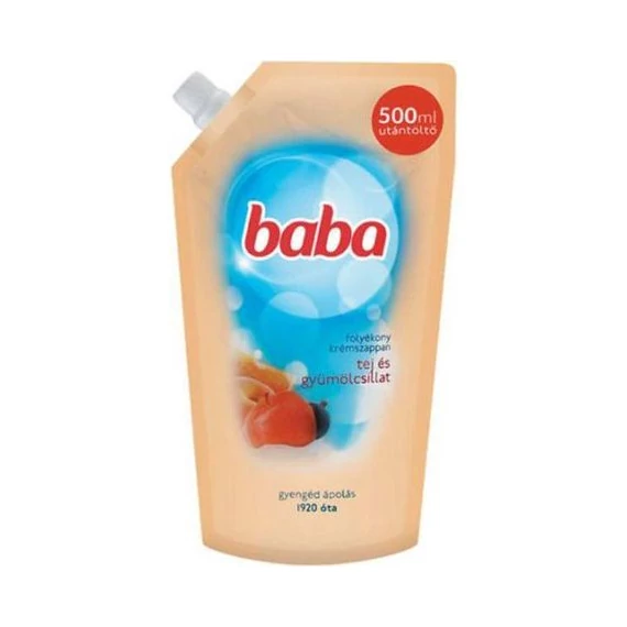 BABA Folyékony szappan utántöltő Tej és Gyümölcs 500ml